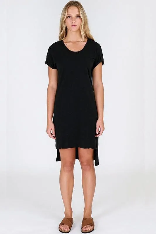 3RD Story Berlin Cotton Tunic Dress with High Low Hemline in Black