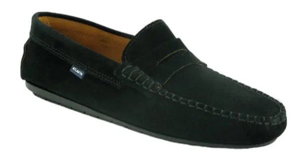 Altanta Moccasin Black Suede Leather Penny Loafer