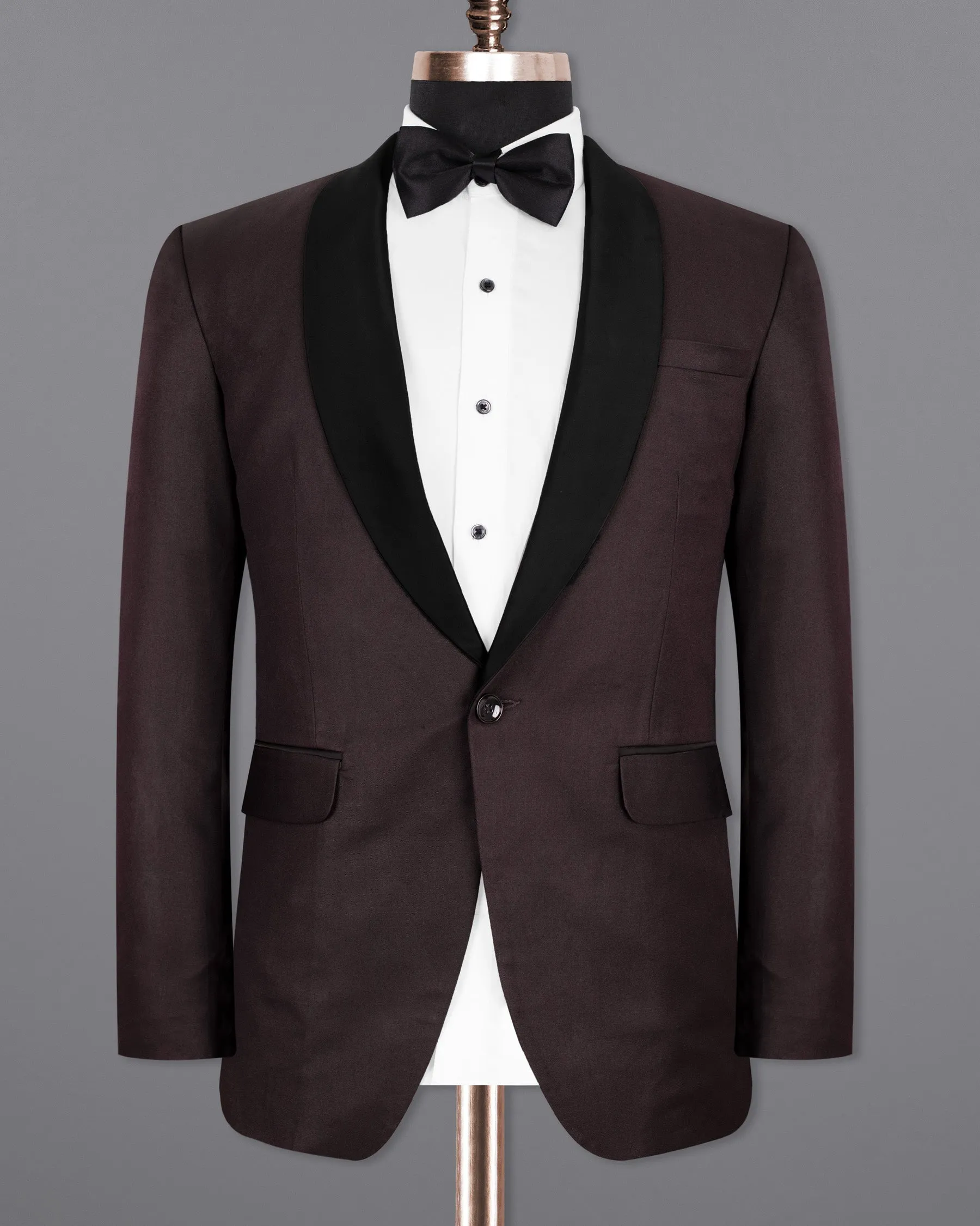 Aubergine Tuxedo Wool Rich Blazer