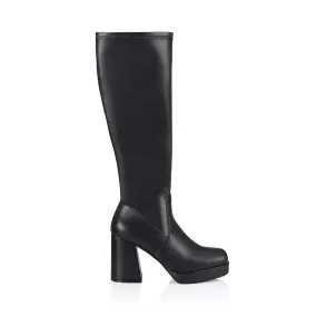 Avicii Knee High Boots - Black Stretch