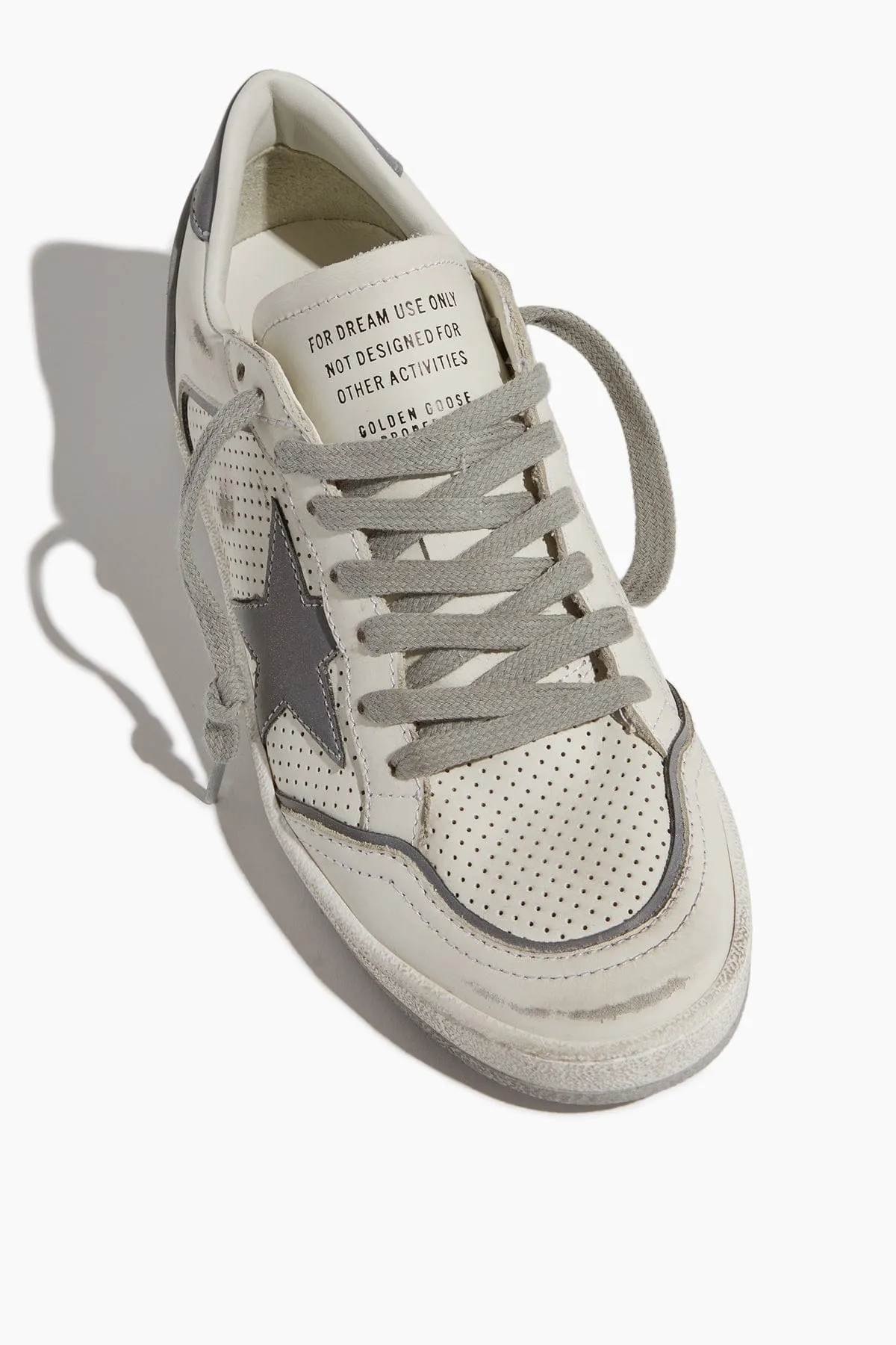 Ball Star Sneaker in White/Silver