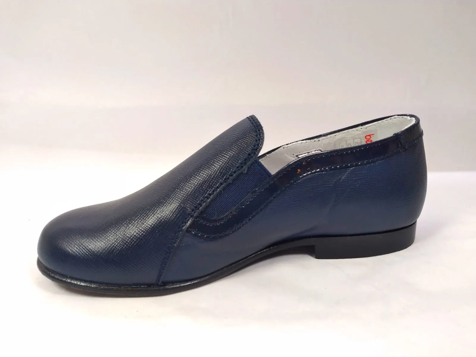 Beberlis Navy Nuit Leather Wide Cut Slip on Smoking Shoe