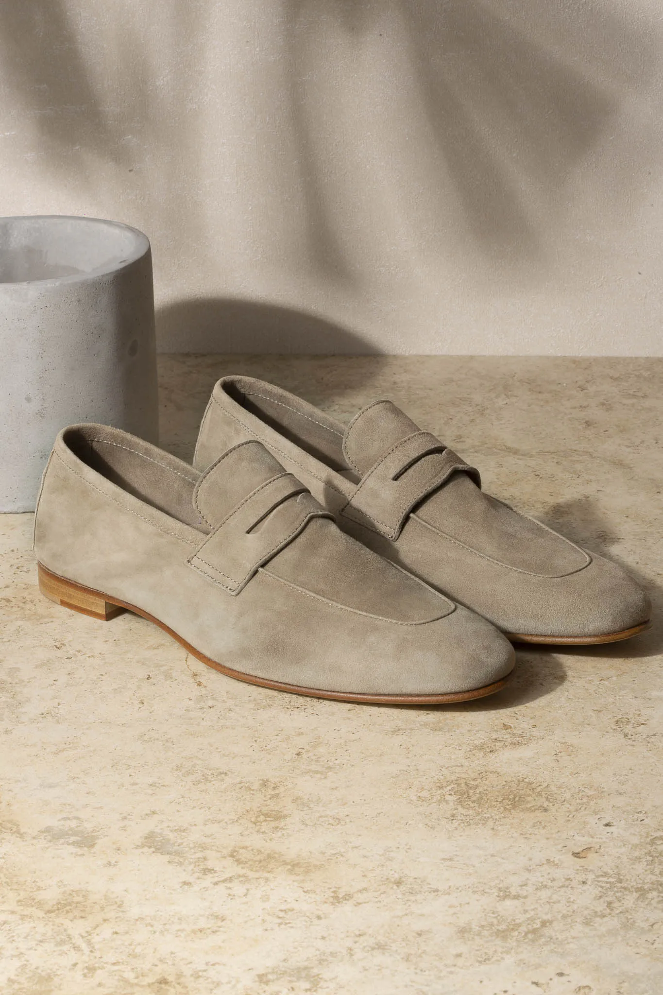 Beige soft penny loafers - Made In Italy