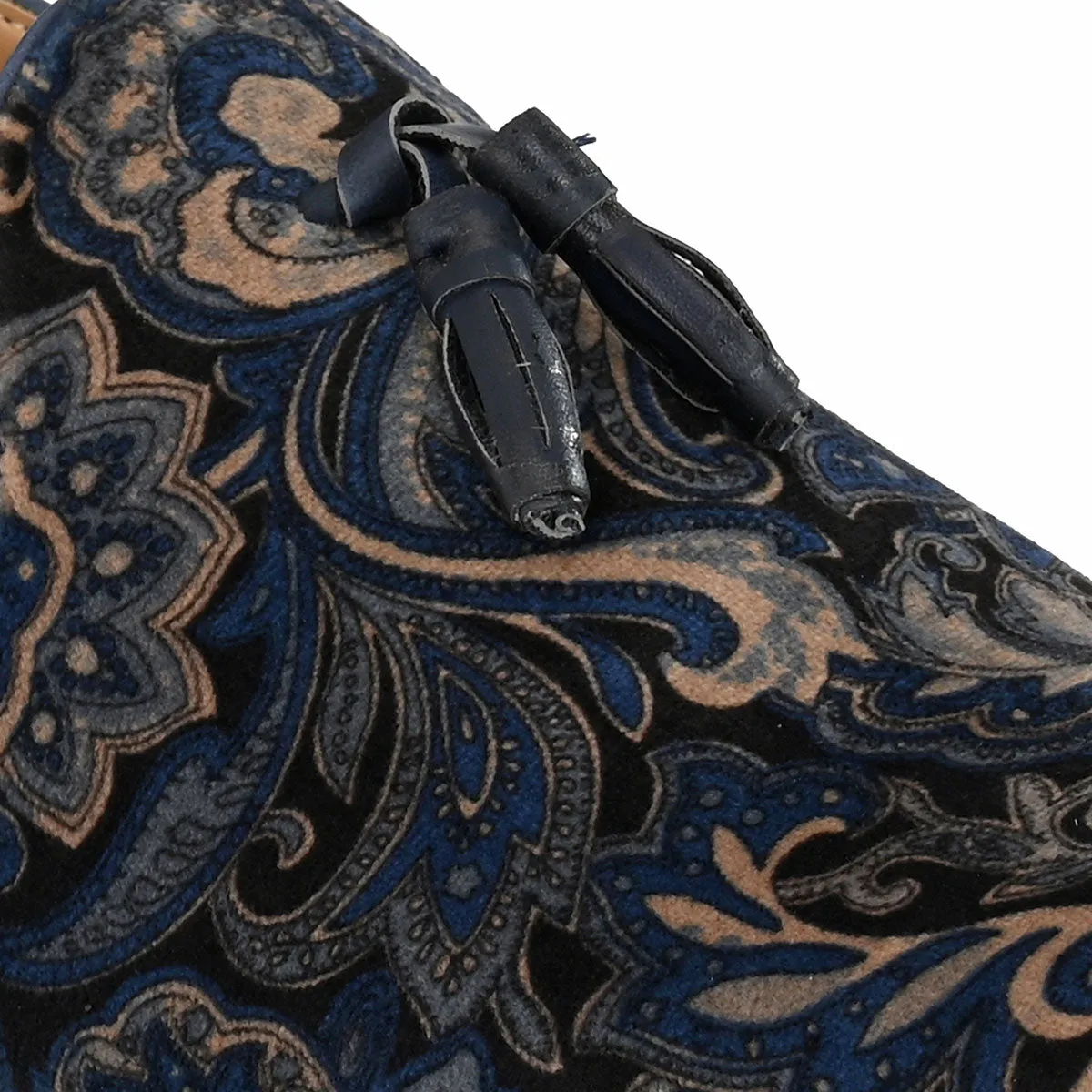 Blue Paisley Tassel Loafers