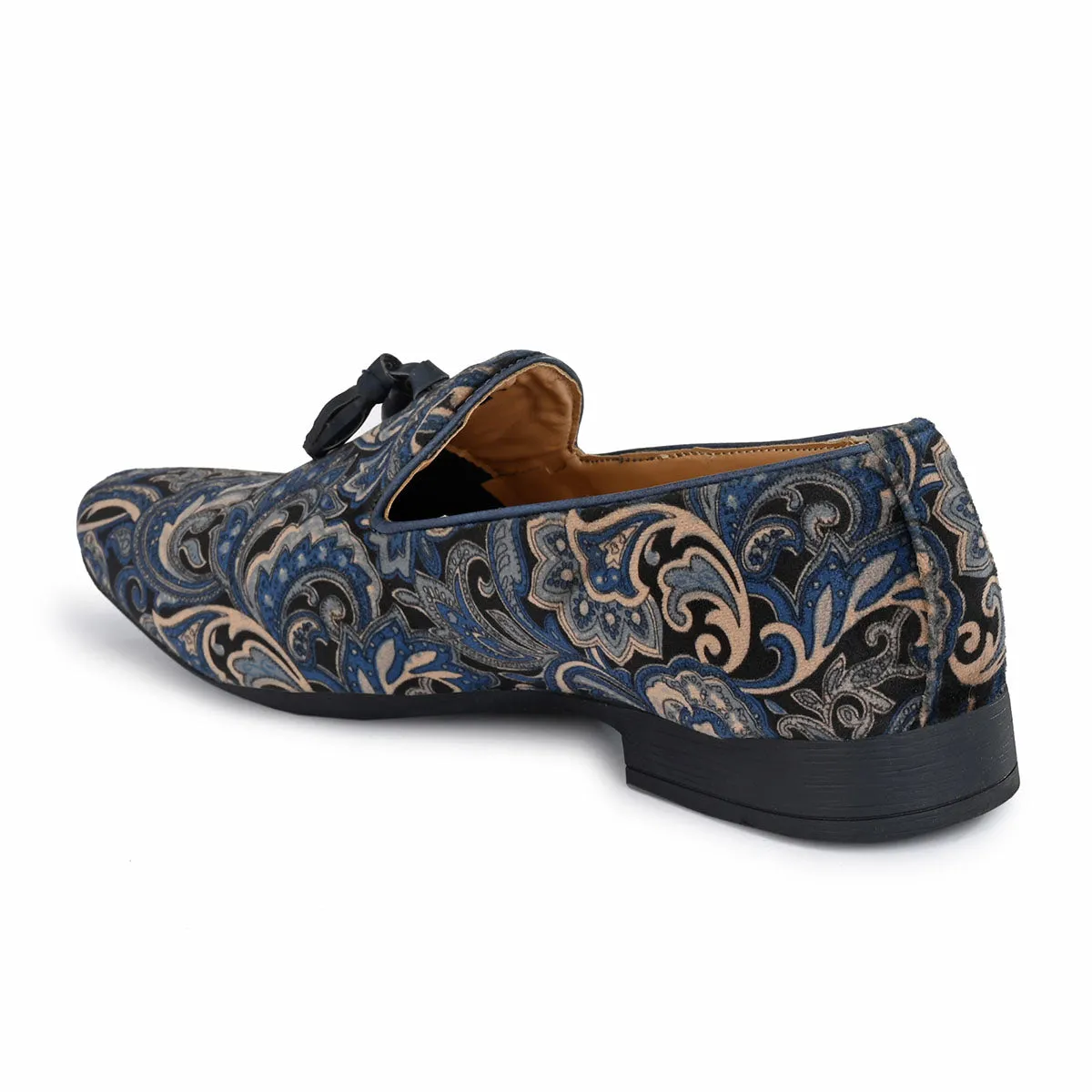 Blue Paisley Tassel Loafers