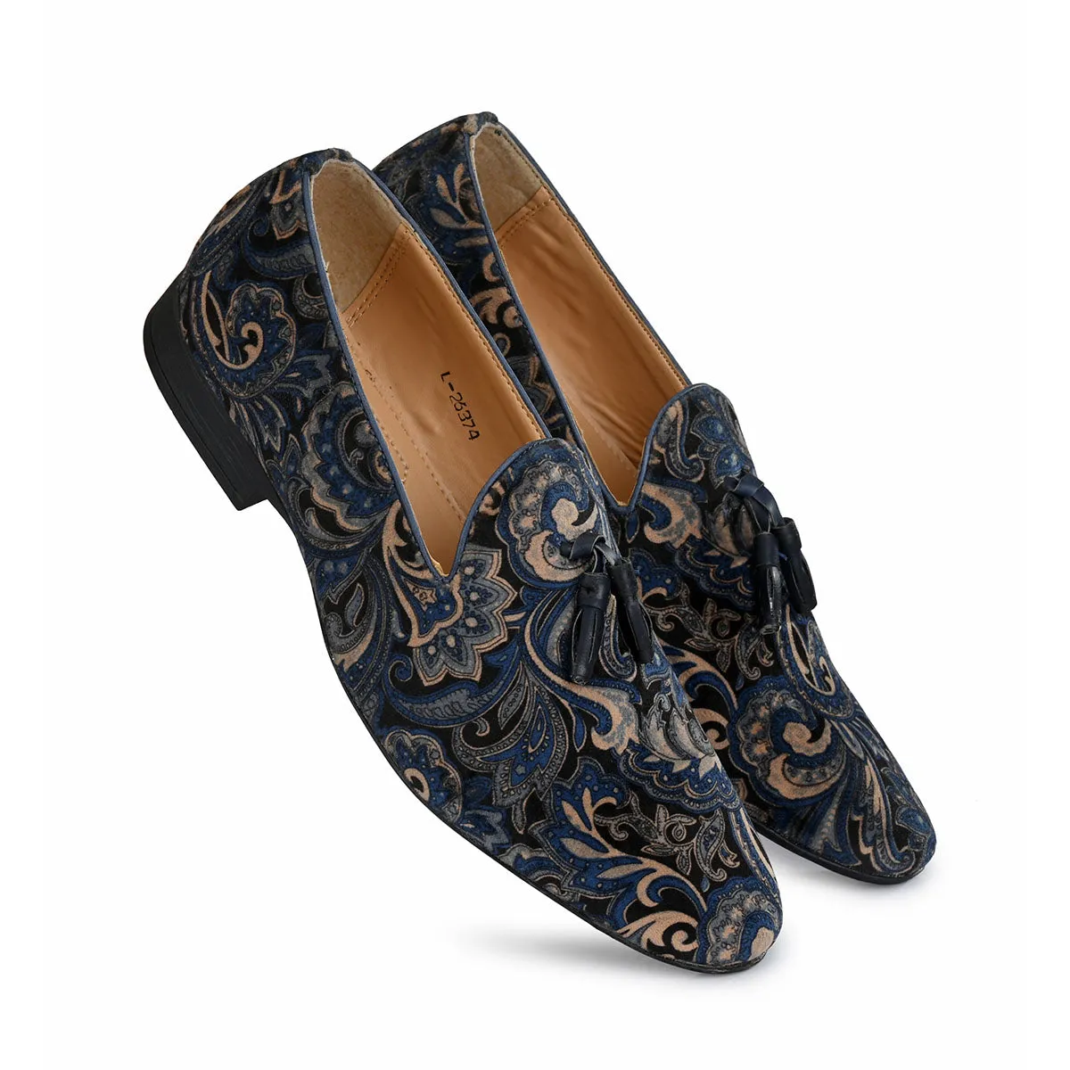 Blue Paisley Tassel Loafers