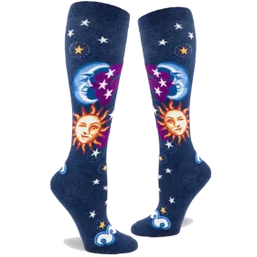 Celestial Sun & Moon Women's Knee High Socks