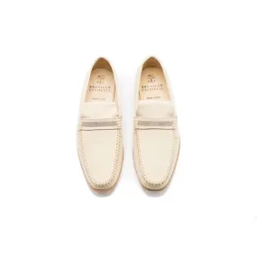 Cream Suede Loafers