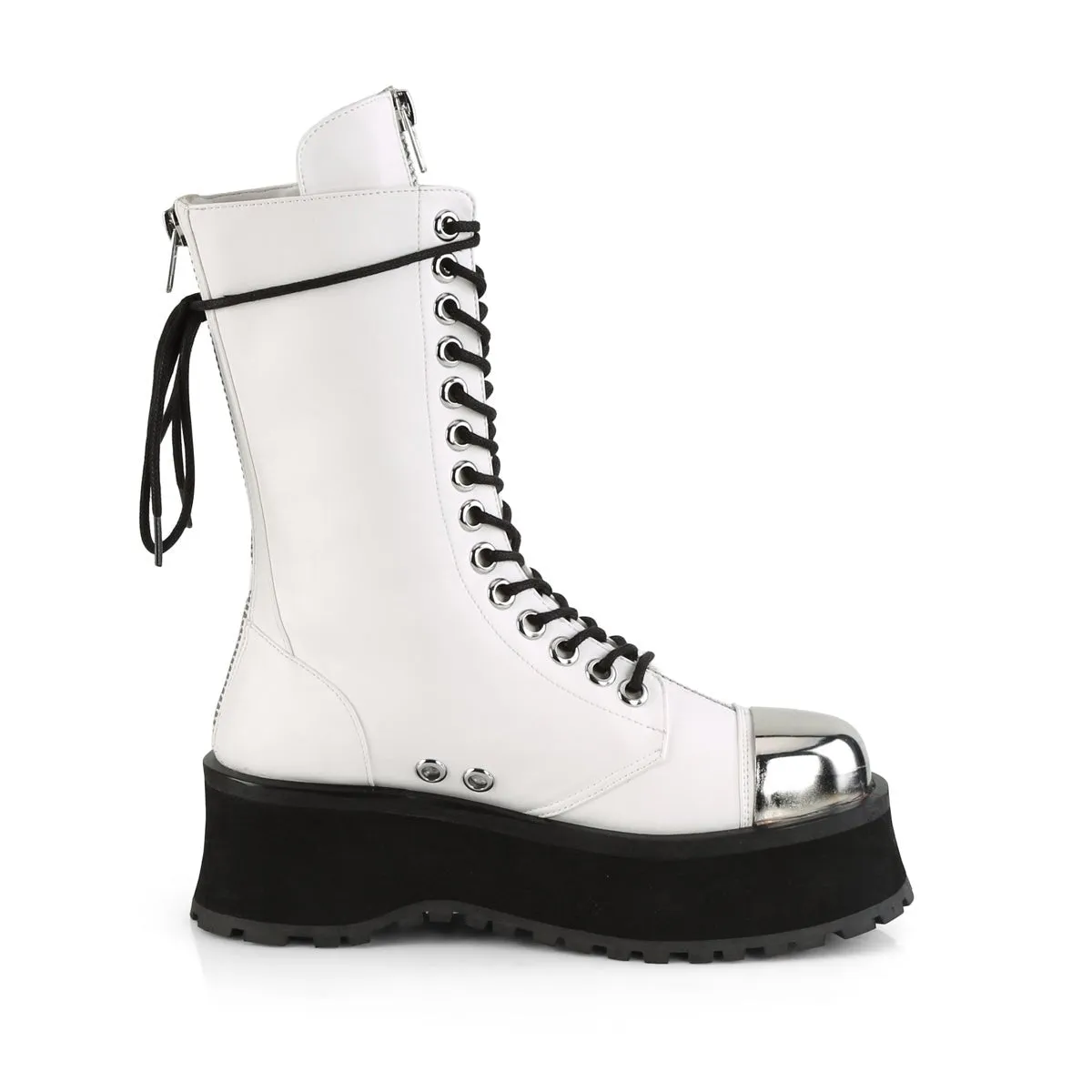 Demonia GRAVEDIGGER-14 | White Vegan Leather Unisex Boots