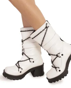 Demonia No Trespassing Metal Chain Platform Boots