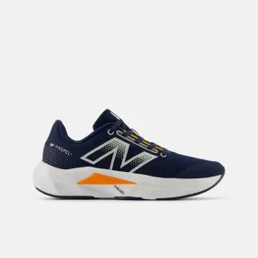 Kids FuelCell Propel v5 Running Shoe in NB Navy, Sun Glow, and Grey Matter Colors