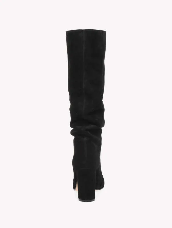 G8062785RICC45 Glen suede 85 knee-high boots