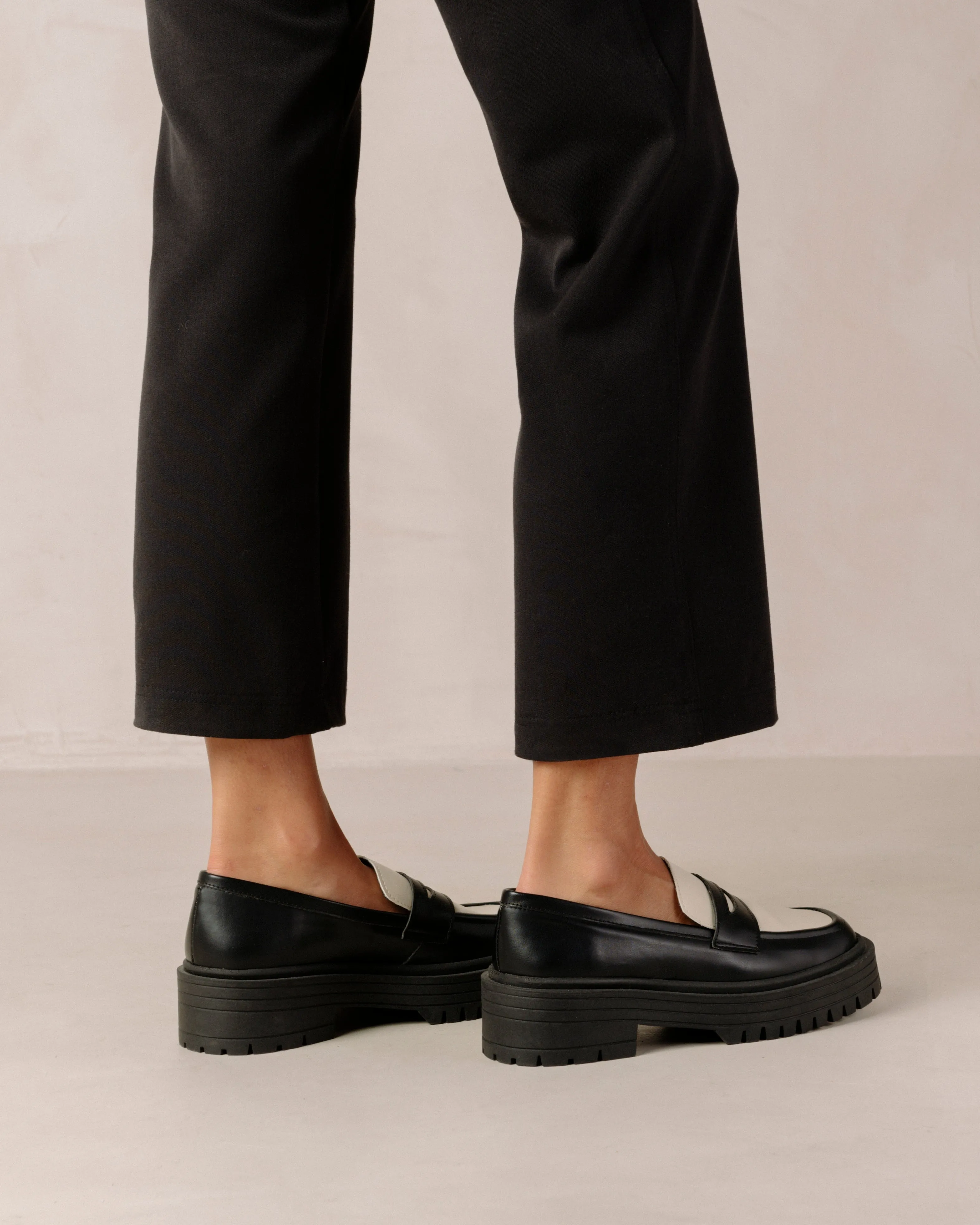 Mask Bicolor Black Vegan Leather Loafers