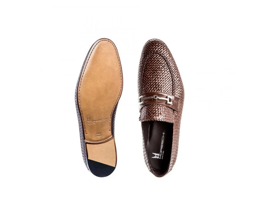 MORESCHI - Cuba Woven kangaroo leather loafers - Brown