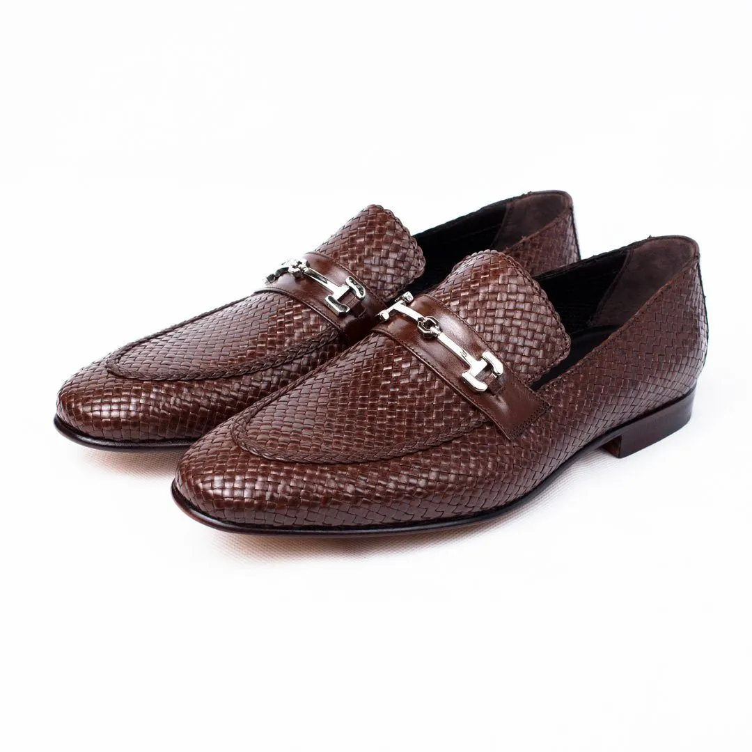 MORESCHI - Cuba Woven kangaroo leather loafers - Brown