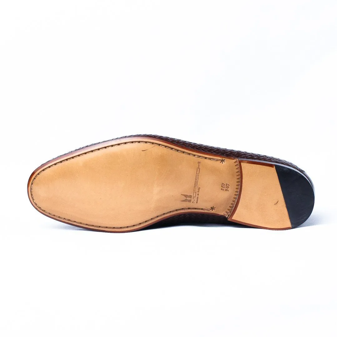 MORESCHI - Cuba Woven kangaroo leather loafers - Brown