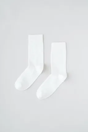 Rib Socks in White