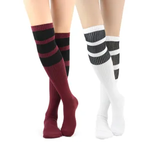 TeeHee Socks Women's Casual Cotton Knee High Original Stripes 2-Pack (11324)