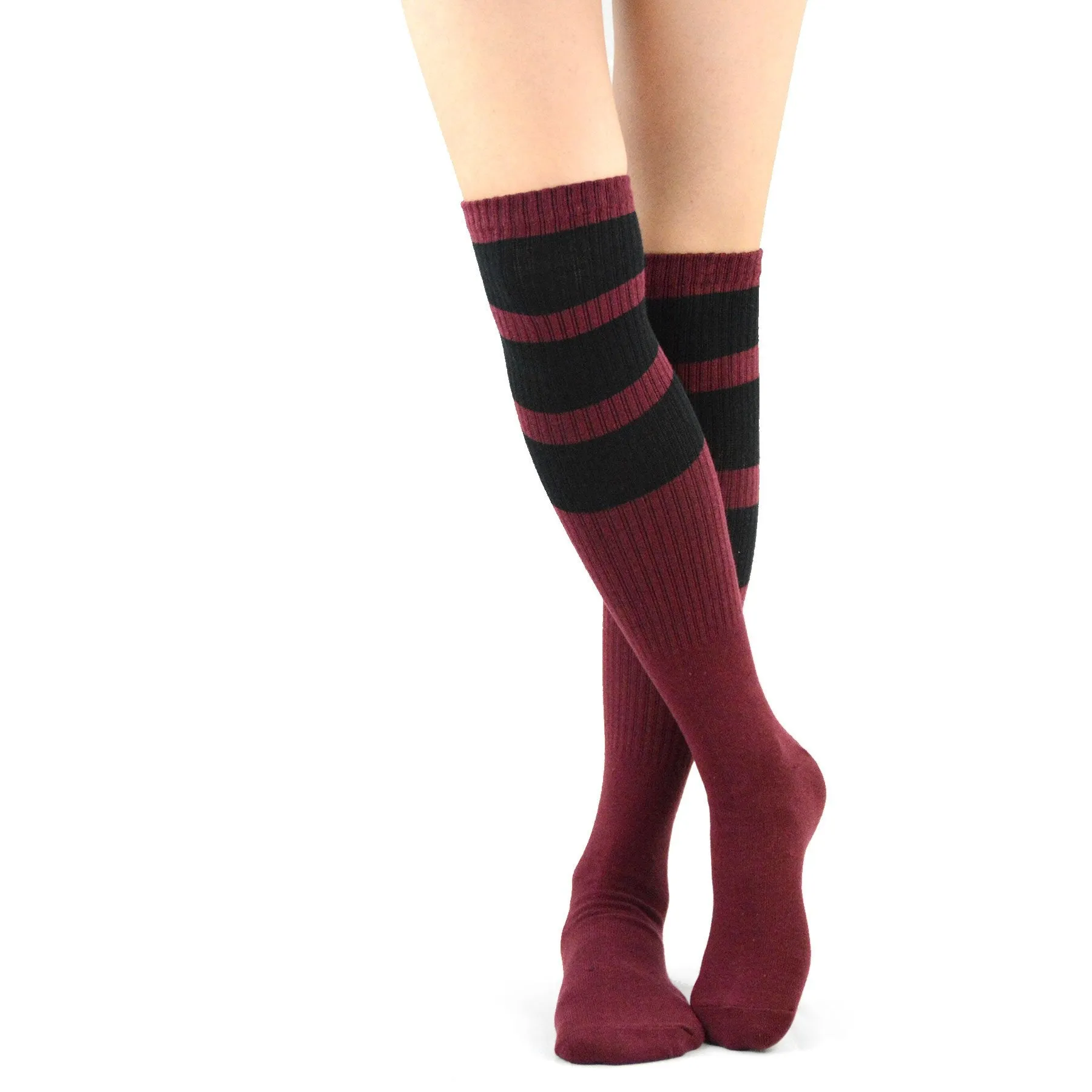 TeeHee Socks Women's Casual Cotton Knee High Original Stripes 2-Pack (11324)