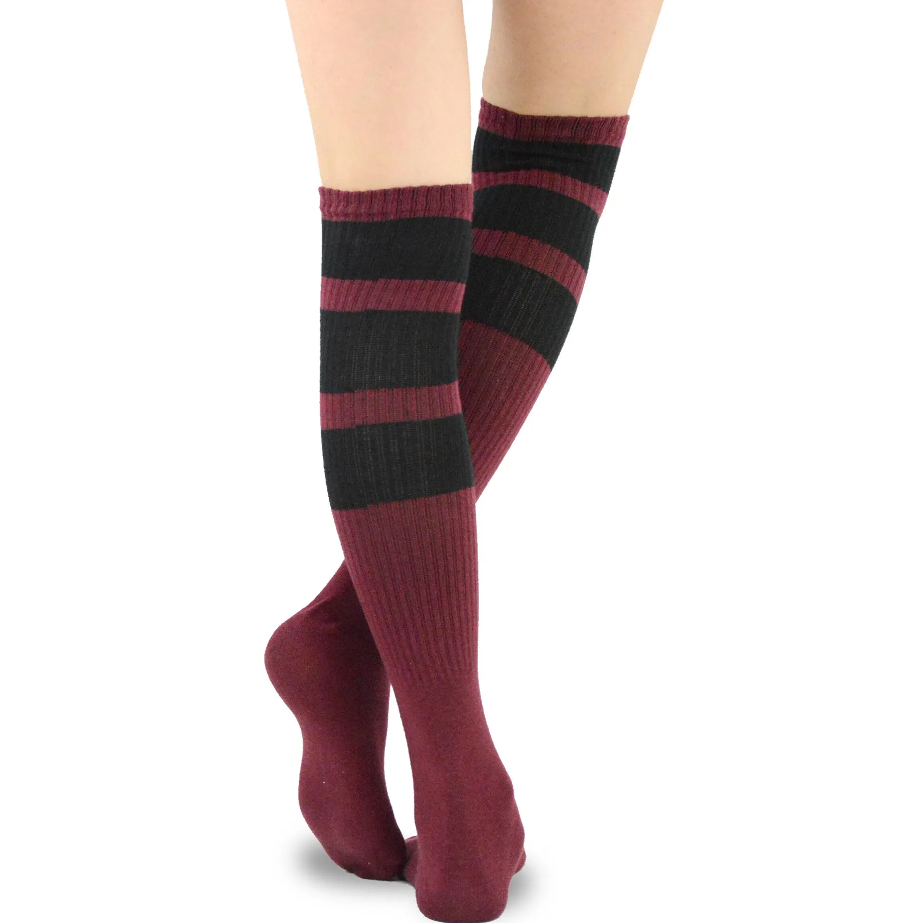 TeeHee Socks Women's Casual Cotton Knee High Original Stripes 2-Pack (11324)