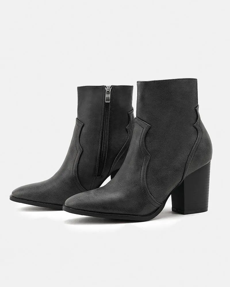 Women's Casual Daily Simple Zipper Chunky Heel Boots