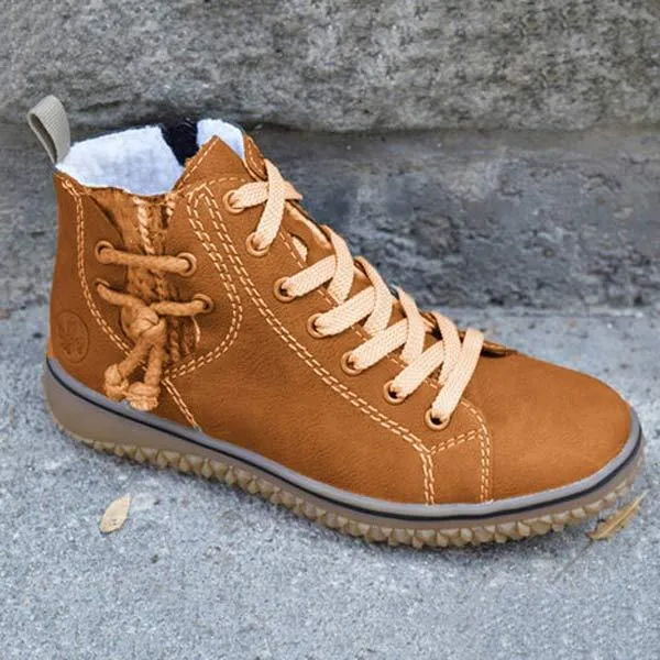 Women's Casual Lace-Up Flat Warm Ankle Boots 08502863C