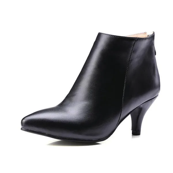 Women's Casual Simple Pointed Toe Low Heel Ankle Boots 93150297S