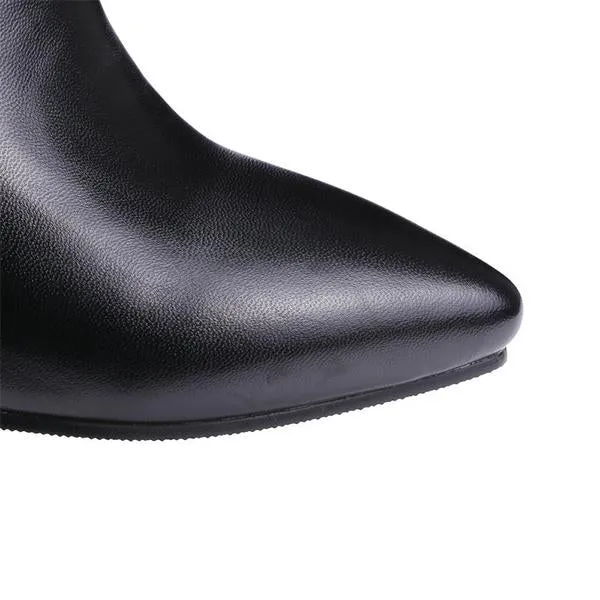 Women's Casual Simple Pointed Toe Low Heel Ankle Boots 93150297S